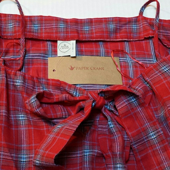 Anthropologie Paper Crane Plaid Blouse Top Large - Picture 5 of 8